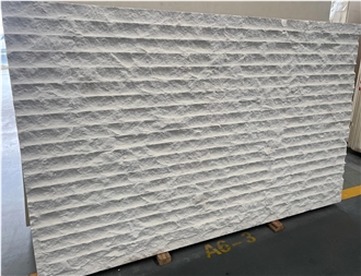Turkish White Sand Beige Limestone Chiseled - Combed Wall Tiles