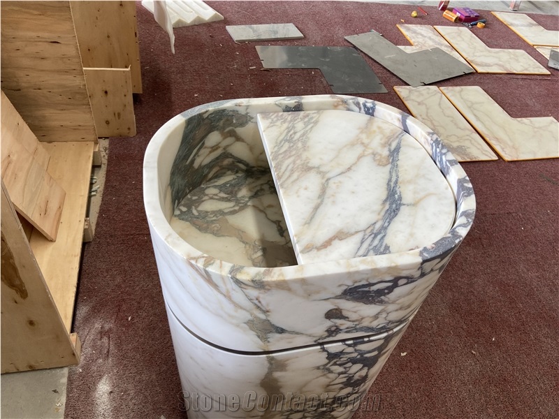 Calacatta Viola Marble Pedestal Sink