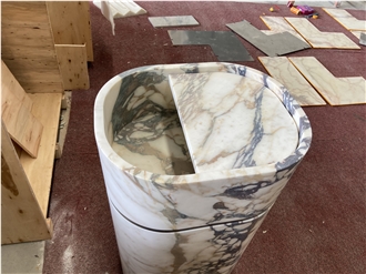 Calacatta Viola Marble Pedestal Sink