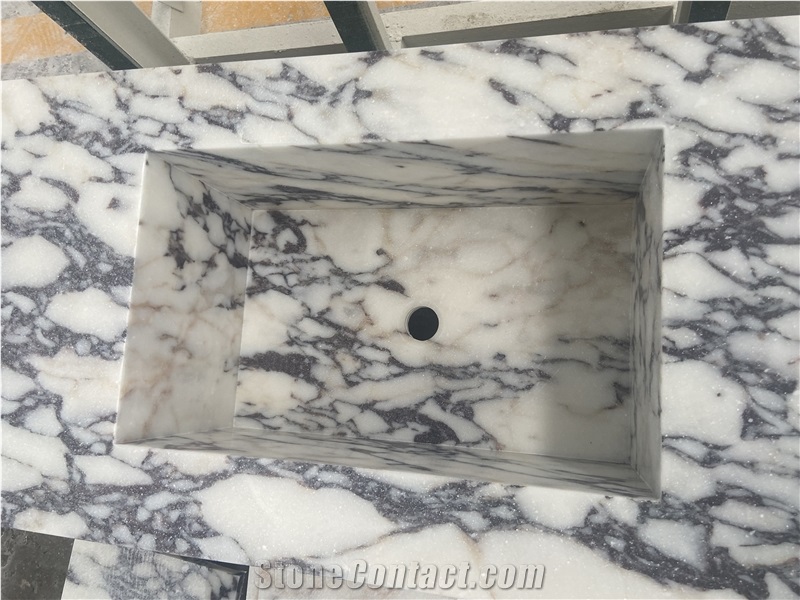 Calacatta Viola Marble Solid Bath Top Unit