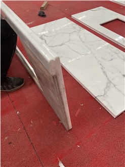 Calacatta White Marble Bathroom Vanity Bath Top Single Sink