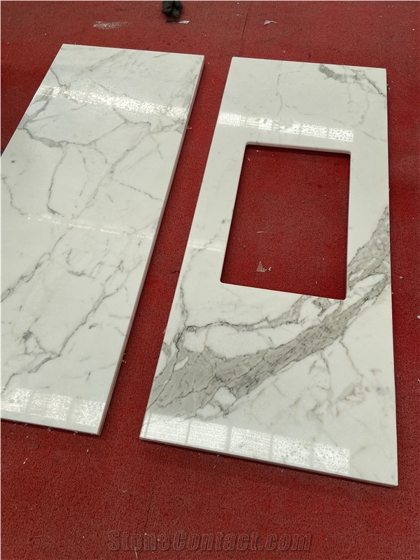 Calacatta White Marble Bathroom Vanity Bath Top Single Sink