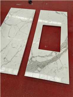 Calacatta White Marble Bathroom Vanity Bath Top Single Sink