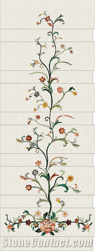 China Factory Marble Stairs In Waterjet Medallion Design