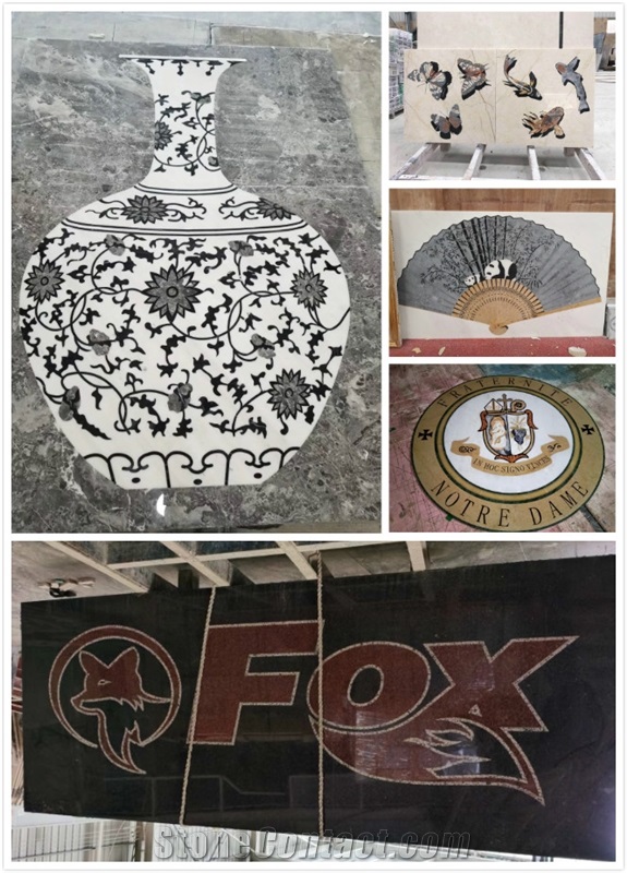 China Factory Marble Stairs In Waterjet Medallion Design