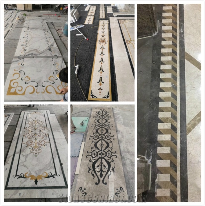 China Factory Marble Stairs In Waterjet Medallion Design