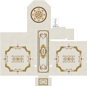 China Factory Marble Stairs In Waterjet Medallion Design