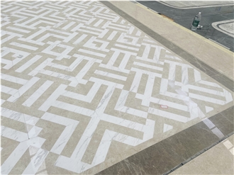 Light Brown And White Marble Waterjet Pattern Flooring