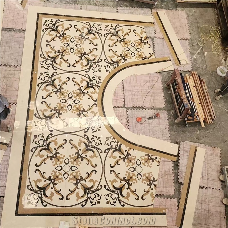 Marble Waterjet Medallions Hotel Lobby