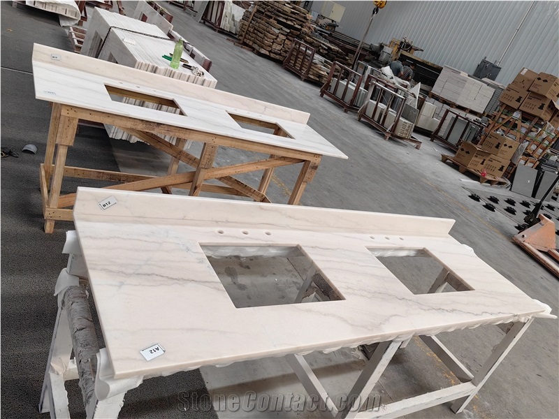 Guangxi White Marble OEM ODM Customized Bathroom Countertop