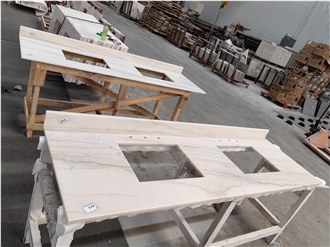 Guangxi White Marble OEM ODM Customized Bathroom Countertop