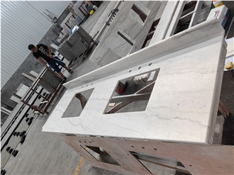 Guangxi White Marble OEM ODM Customized Bathroom Countertop