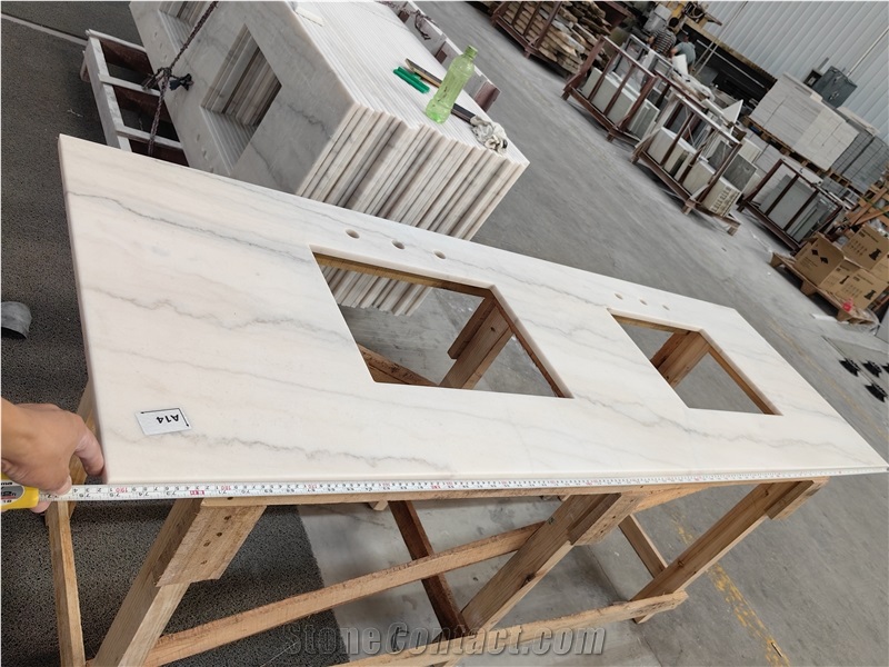 Guangxi White Marble OEM ODM Customized Bathroom Countertop