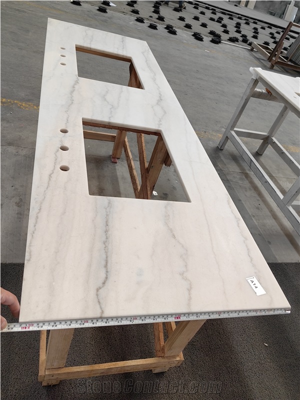 Guangxi White Marble OEM ODM Customized Bathroom Countertop
