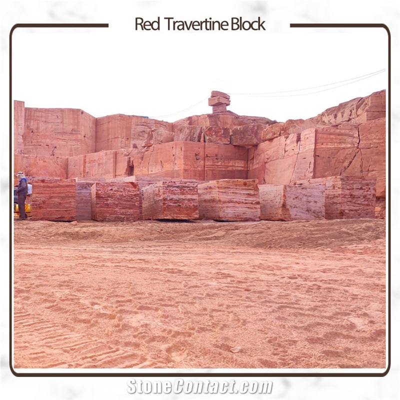 Azarshahr Red Travertine Blocks