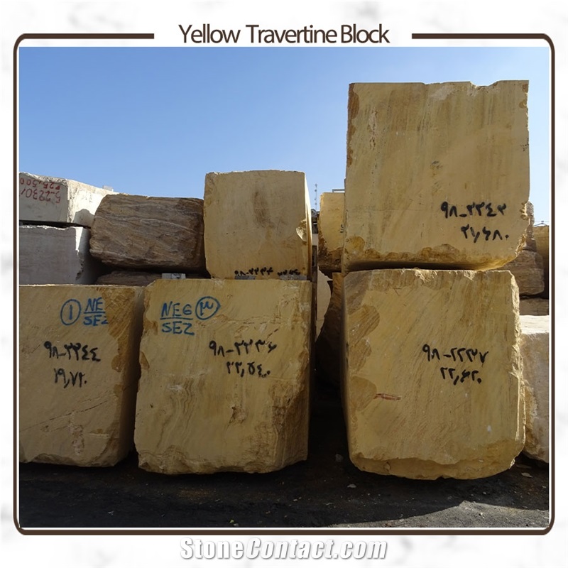 Azarshahr Yellow Travertine Blocks