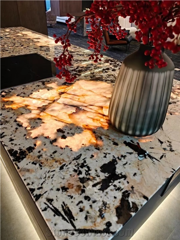Custom Patagonia Stone Quartzite Backlit Kitchen Countertop