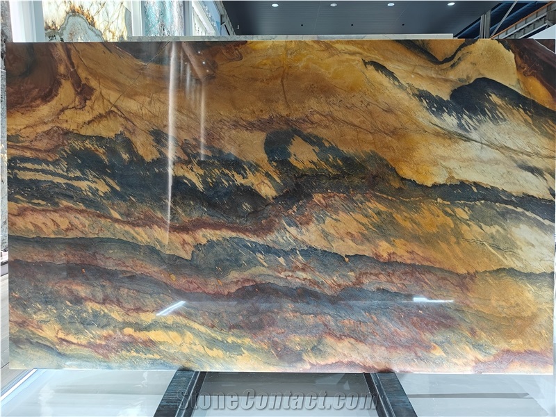 Natural Polished Brazil Jacaranda Gold Quartzite Slabs