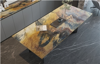 Natural Polished Brazil Jacaranda Gold Quartzite Slabs