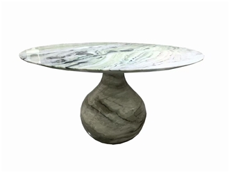 Cava Fluted Round Green Marble Dining Table