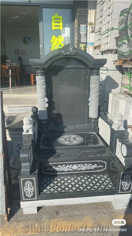 China Black Granite Polished Asian Gravestones