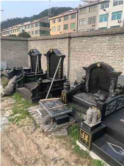 China Black Granite Polished Asian Gravestones