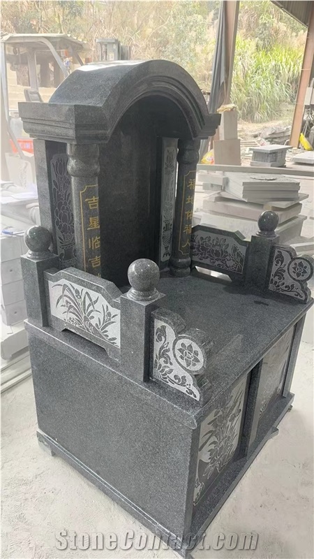 China Black Granite Polished Asian Gravestones
