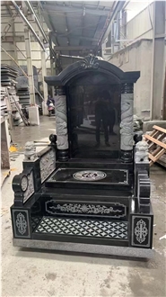 China Black Granite Polished Asian Gravestones