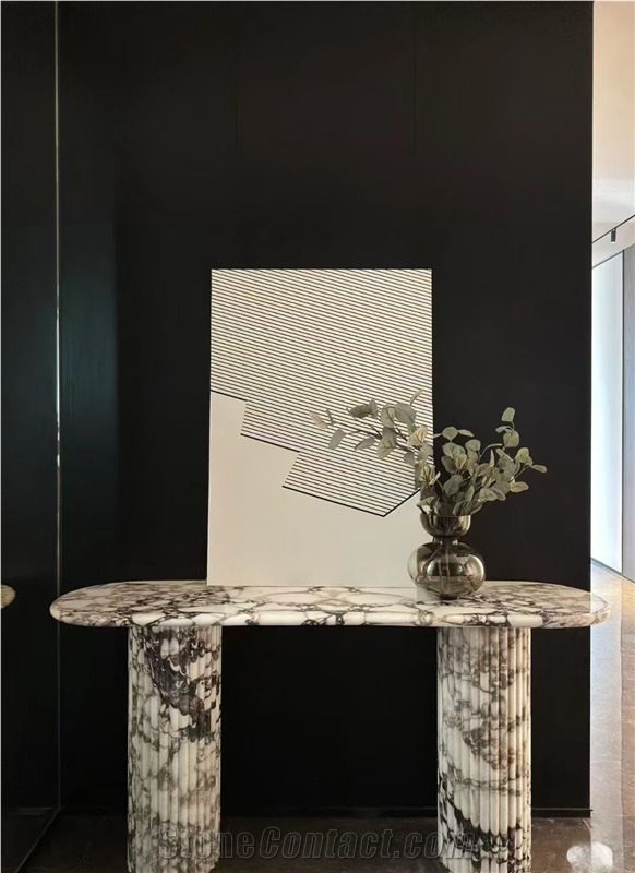 Custom Calacatta Viola Marble Stone Console Table Entryway Top