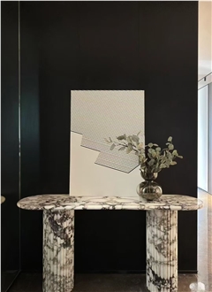 Custom Calacatta Viola Marble Stone Console Table Entryway Top