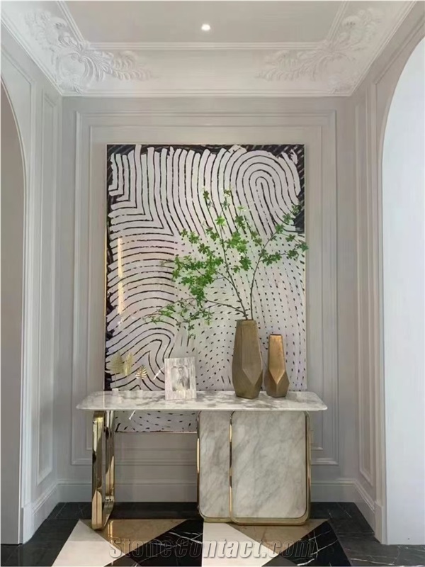 Custom Calacatta Viola Marble Stone Console Table Entryway Top