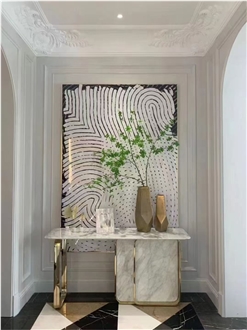 Custom Calacatta Viola Marble Stone Console Table Entryway Top