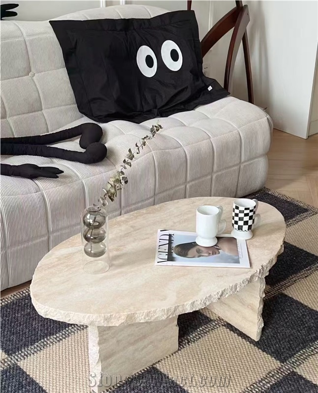 Custom Sized Travertine Coffee Table