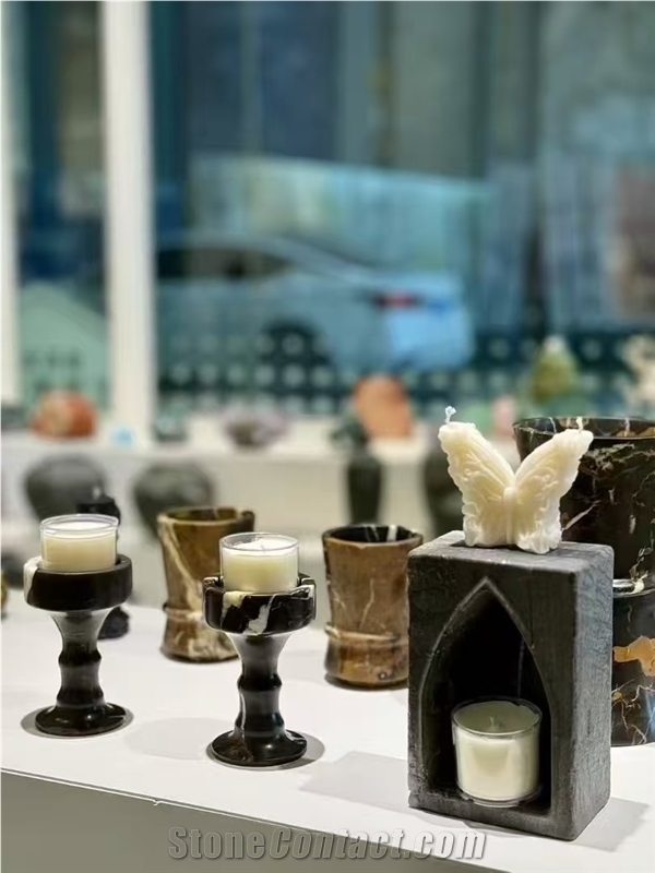 Natural Marble Candle Jars, Hotel Bathroom Aromatherapy