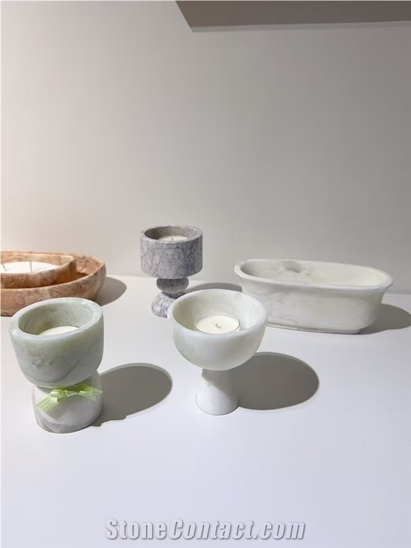 Natural Marble Candle Jars, Hotel Bathroom Aromatherapy