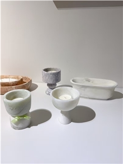 Natural Marble Candle Jars, Hotel Bathroom Aromatherapy