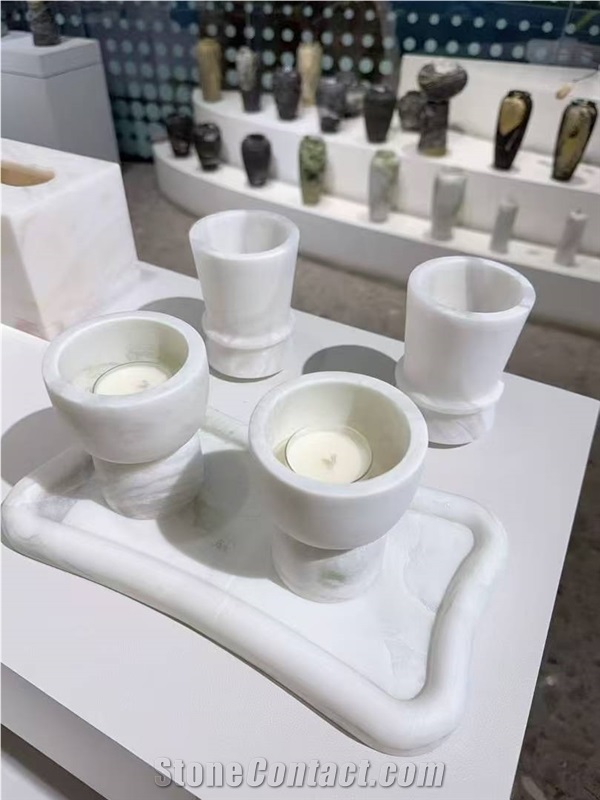 Natural Marble Candle Jars, Hotel Bathroom Aromatherapy