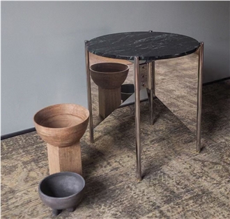 OEM ODM Abstract Art Style Leg Travertine Side Table