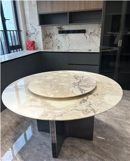 Oem Odm Saturnia Gold Granite Dining Tables For Custome
