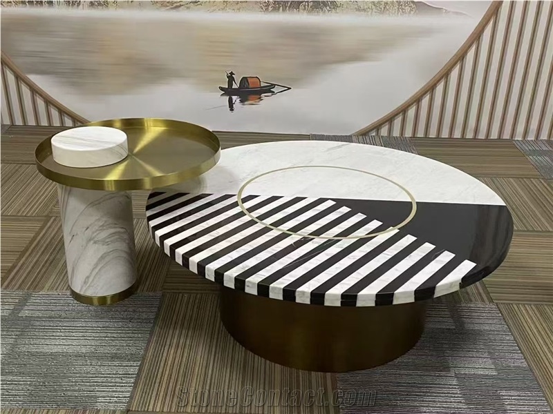OEM ODM Stone Coffee Table And Calacatta Viola Marble Plinth