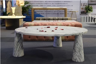 OEM ODM Stone Coffee Table And Calacatta Viola Marble Plinth