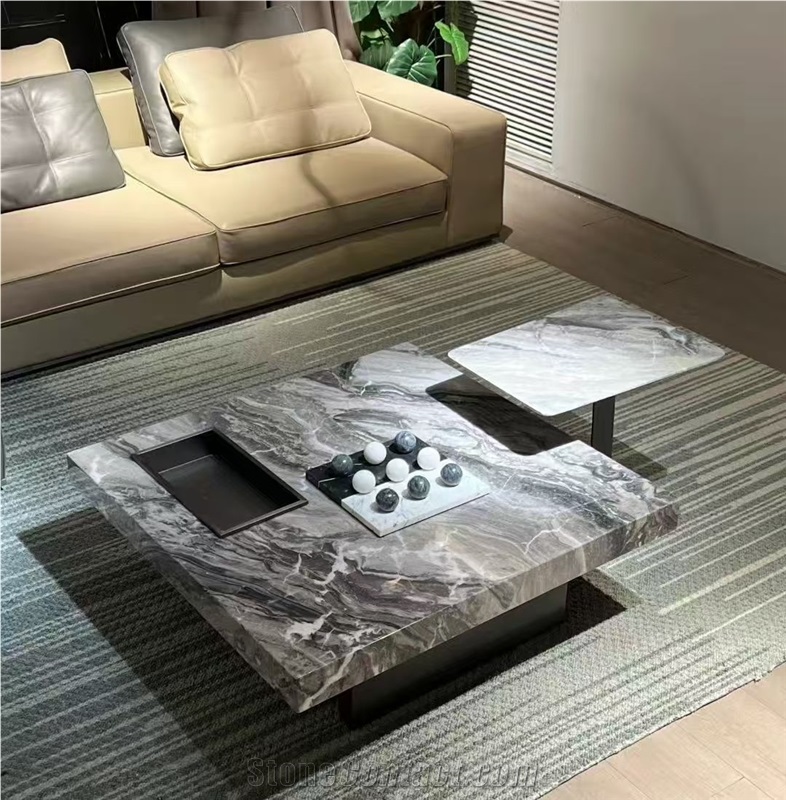 OEM ODM Stone Coffee Table And Calacatta Viola Marble Plinth