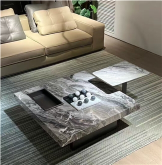 OEM ODM Stone Coffee Table And Calacatta Viola Marble Plinth