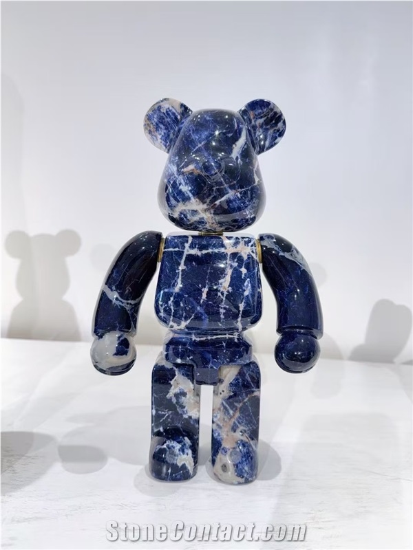Sodalite Blue Stone Violent Bear Sculpture Handicraft