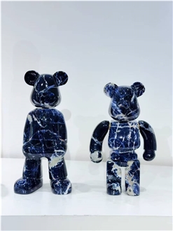 Sodalite Blue Stone Violent Bear Sculpture Handicraft