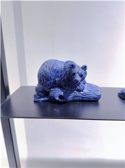 Sodalite Blue Stone Violent Bear Sculpture Handicraft