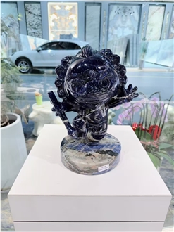 Sodalite Blue Stone Violent Bear Sculpture Handicraft