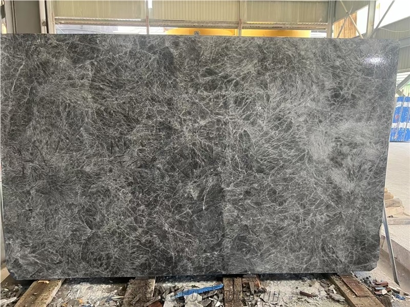 Century Black Ice Flower Marble Slabs For Interior Using