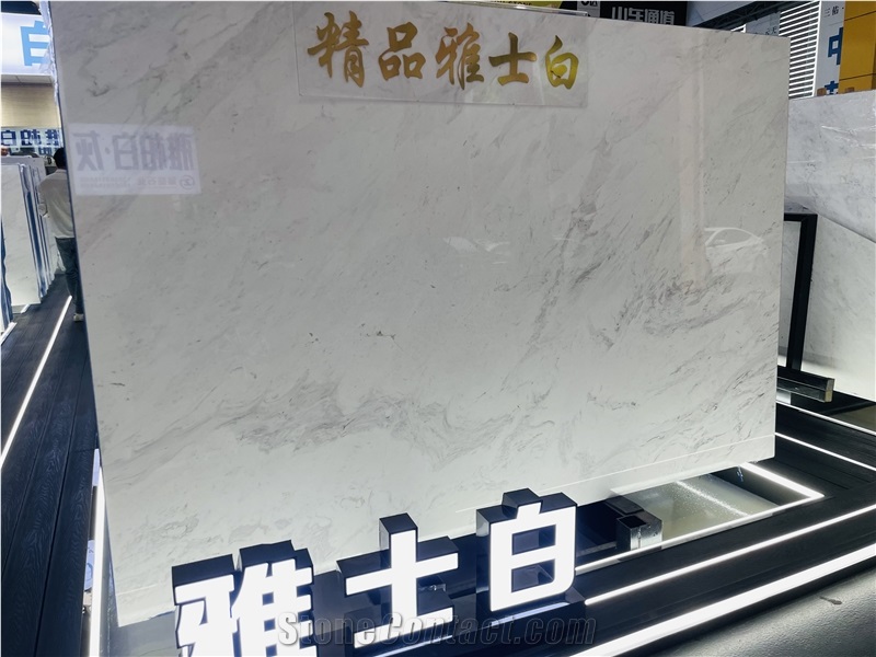 Greece White Ariston Polish Marble Slabs For Interior Using