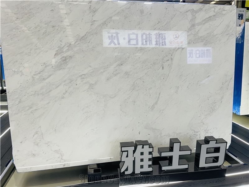 Greece White Ariston Polish Marble Slabs For Interior Using